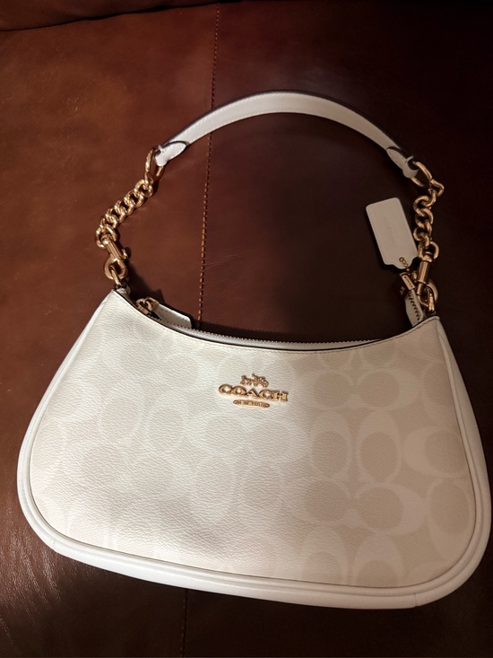 Coach Handbags - Coach Teri Shoulder Bag Signature Canvas Gold White Chalk